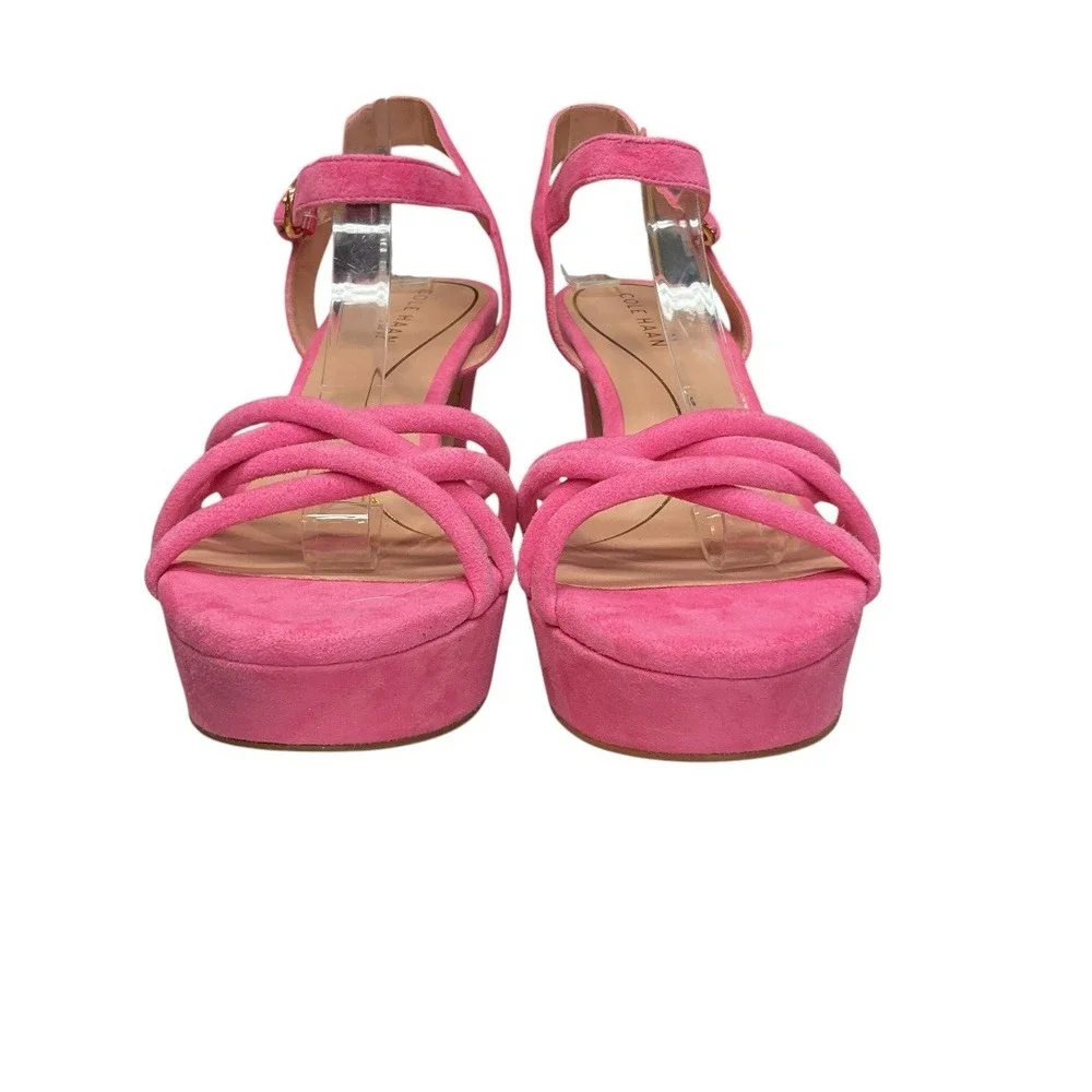 Cole Haan Grove Platform 95mm Leather‎ Suede Open Toe Block Heeled Sandal Size 8